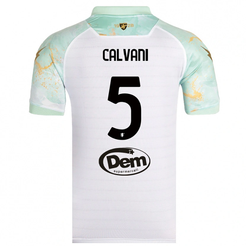 Danxen Niño Camiseta Gabriele Calvani #5 Blanco Negro 2ª Equipación 2025/26 La Camisa