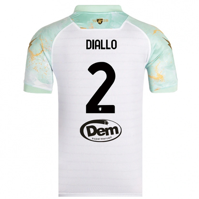 Danxen Niño Camiseta Abdoul Diallo #2 Blanco Negro 2ª Equipación 2025/26 La Camisa