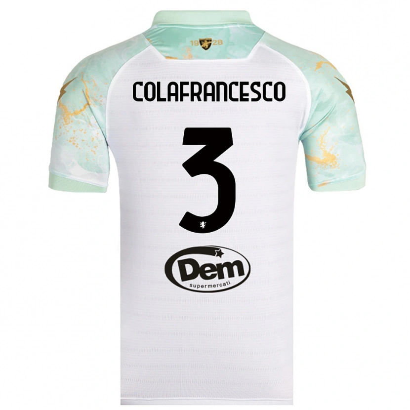 Danxen Niño Camiseta Filippo Colafrancesco #3 Blanco Negro 2ª Equipación 2025/26 La Camisa