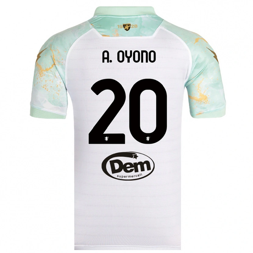Danxen Niño Camiseta Anthony Oyono #20 Blanco Negro 2ª Equipación 2025/26 La Camisa