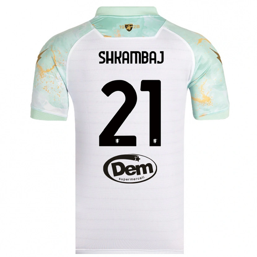 Danxen Niño Camiseta Ardit Shkambaj #21 Blanco Negro 2ª Equipación 2025/26 La Camisa