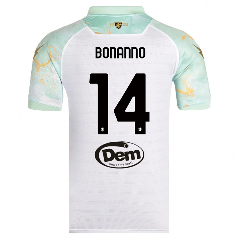 Danxen Niño Camiseta Giuseppe Bonanno #14 Blanco Negro 2ª Equipación 2025/26 La Camisa