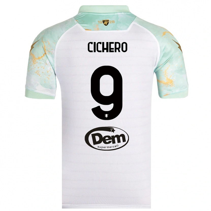 Danxen Niño Camiseta Alejandro Cichero #9 Blanco Negro 2ª Equipación 2025/26 La Camisa