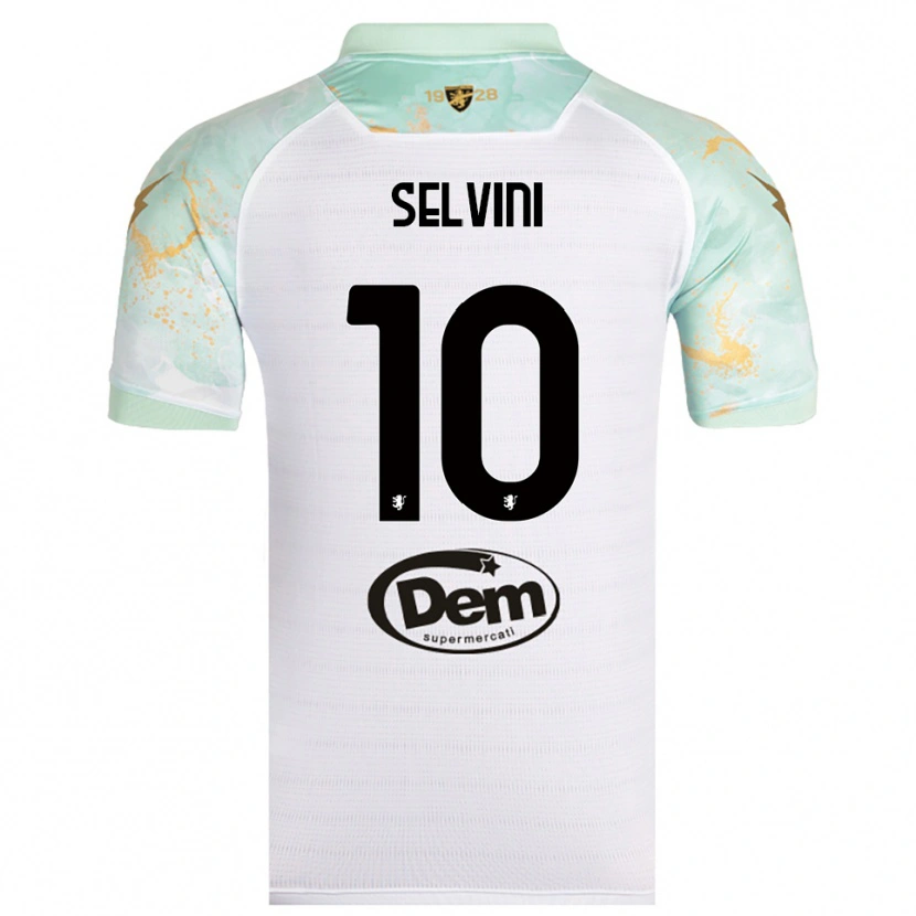 Danxen Niño Camiseta Alessandro Selvini #10 Blanco Negro 2ª Equipación 2025/26 La Camisa