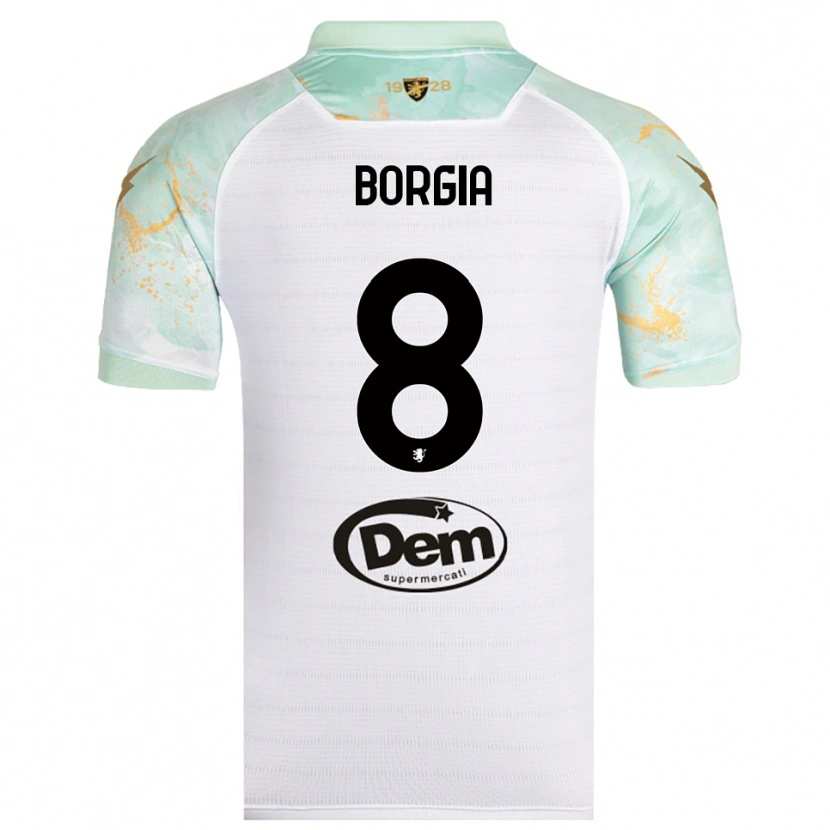 Danxen Niño Camiseta Ferdinando Borgia #8 Blanco Negro 2ª Equipación 2025/26 La Camisa
