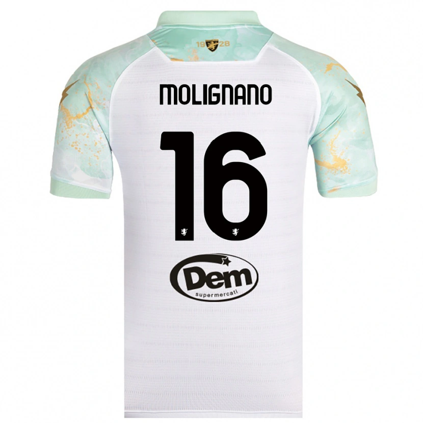 Danxen Niño Camiseta Gaetano Molignano #16 Blanco Negro 2ª Equipación 2025/26 La Camisa