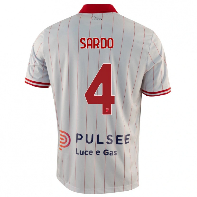 Danxen Niño Camiseta Jacopo Sardo #4 Blanco Rojo Azul 2ª Equipación 2025/26 La Camisa