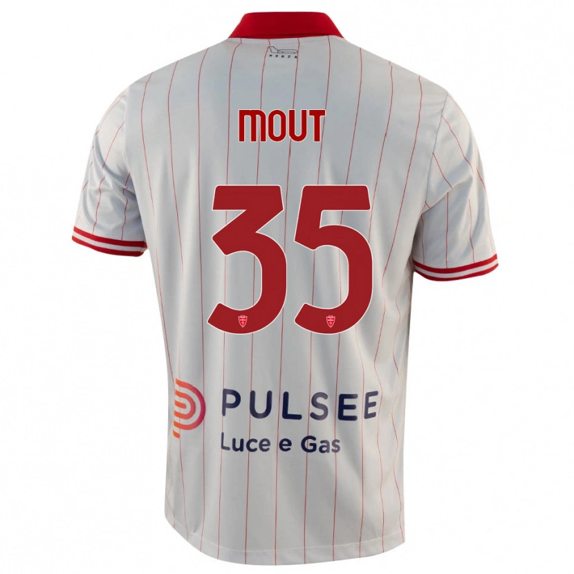 Danxen Niño Camiseta Mathis Mout #35 Blanco Rojo Azul 2ª Equipación 2025/26 La Camisa