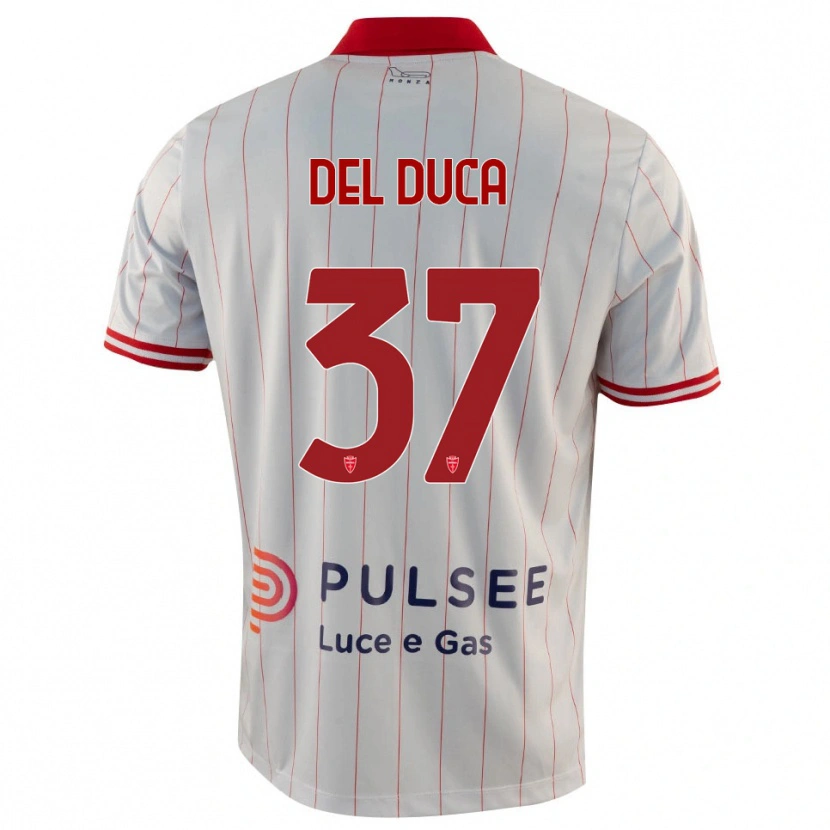 Danxen Niño Camiseta Jacopo Del Duca #37 Blanco Rojo Azul 2ª Equipación 2025/26 La Camisa