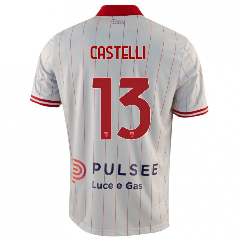 Danxen Niño Camiseta Davide Castelli #13 Blanco Rojo Azul 2ª Equipación 2025/26 La Camisa