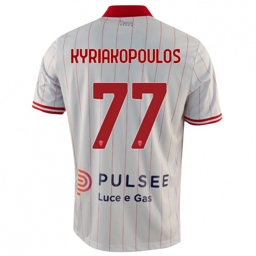 Danxen Niño Camiseta Georgios Kyriakopoulos #77 Blanco Rojo Azul 2ª Equipación 2025/26 La Camisa