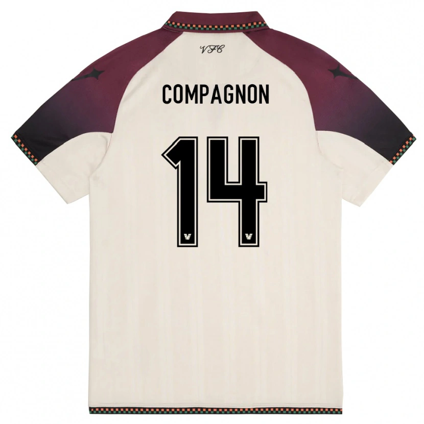 Danxen Niño Camiseta Mattia Compagnon #14 Crema Borgoña 2ª Equipación 2025/26 La Camisa