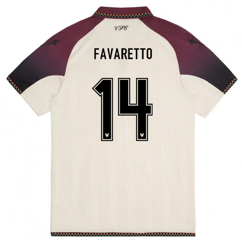 Danxen Niño Camiseta Alessio Favaretto #14 Crema Borgoña 2ª Equipación 2025/26 La Camisa