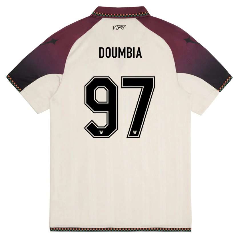 Danxen Niño Camiseta Issa Doumbia #97 Crema Borgoña 2ª Equipación 2025/26 La Camisa