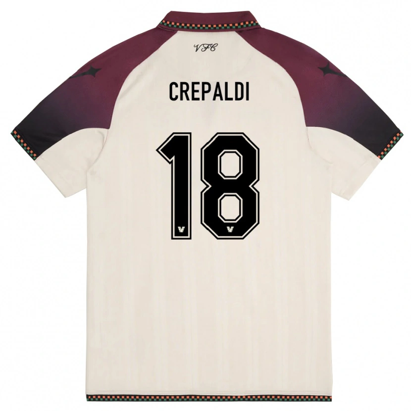 Danxen Niño Camiseta Nicolò Crepaldi #18 Crema Borgoña 2ª Equipación 2025/26 La Camisa