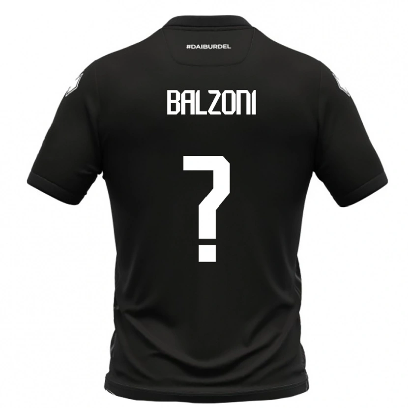 Danxen Niño Camiseta Mattia Balzoni #0 Negro Blanco 2ª Equipación 2025/26 La Camisa