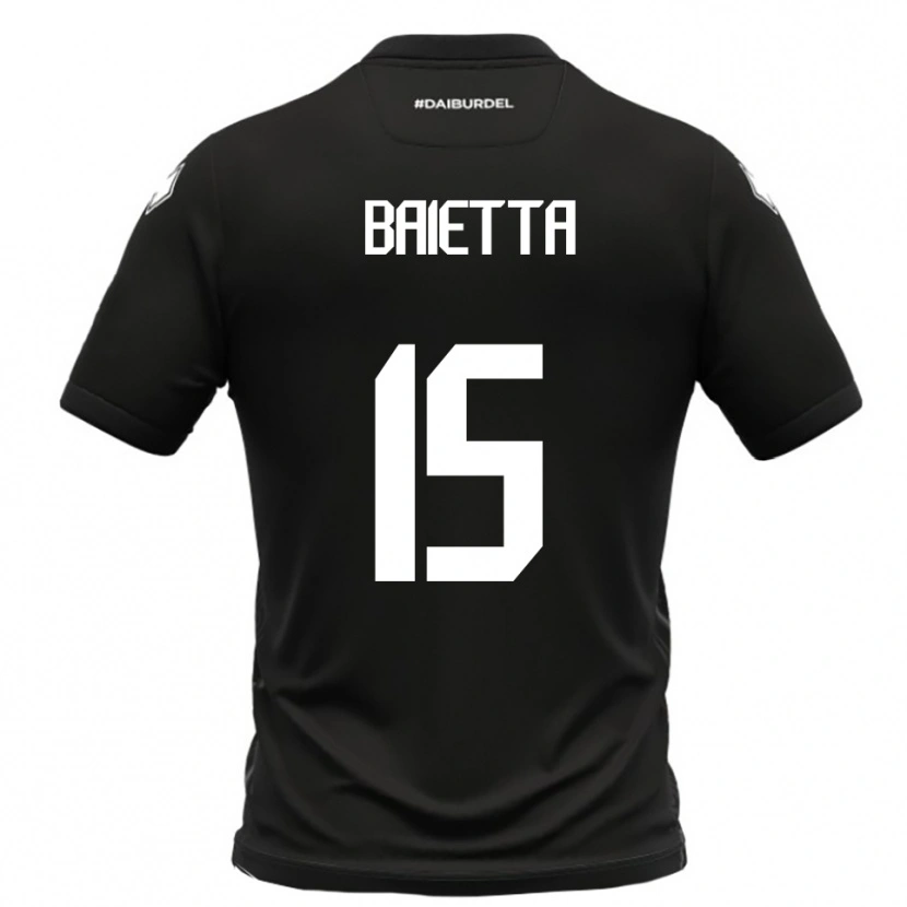 Danxen Niño Camiseta Pietro Baietta #15 Negro Blanco 2ª Equipación 2025/26 La Camisa