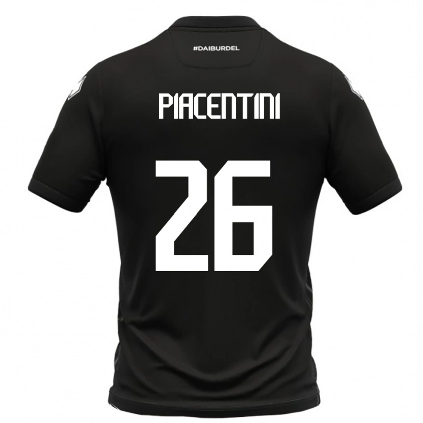 Danxen Niño Camiseta Matteo Piacentini #26 Negro Blanco 2ª Equipación 2025/26 La Camisa