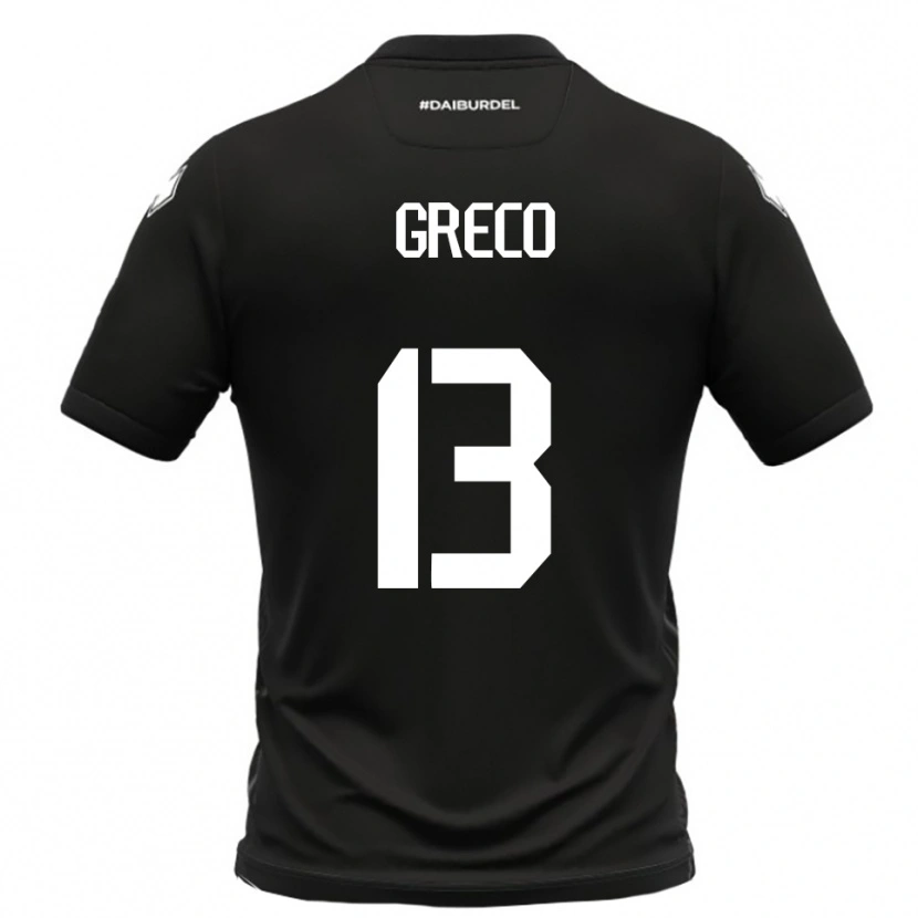 Danxen Niño Camiseta Nicolò Greco #13 Negro Blanco 2ª Equipación 2025/26 La Camisa