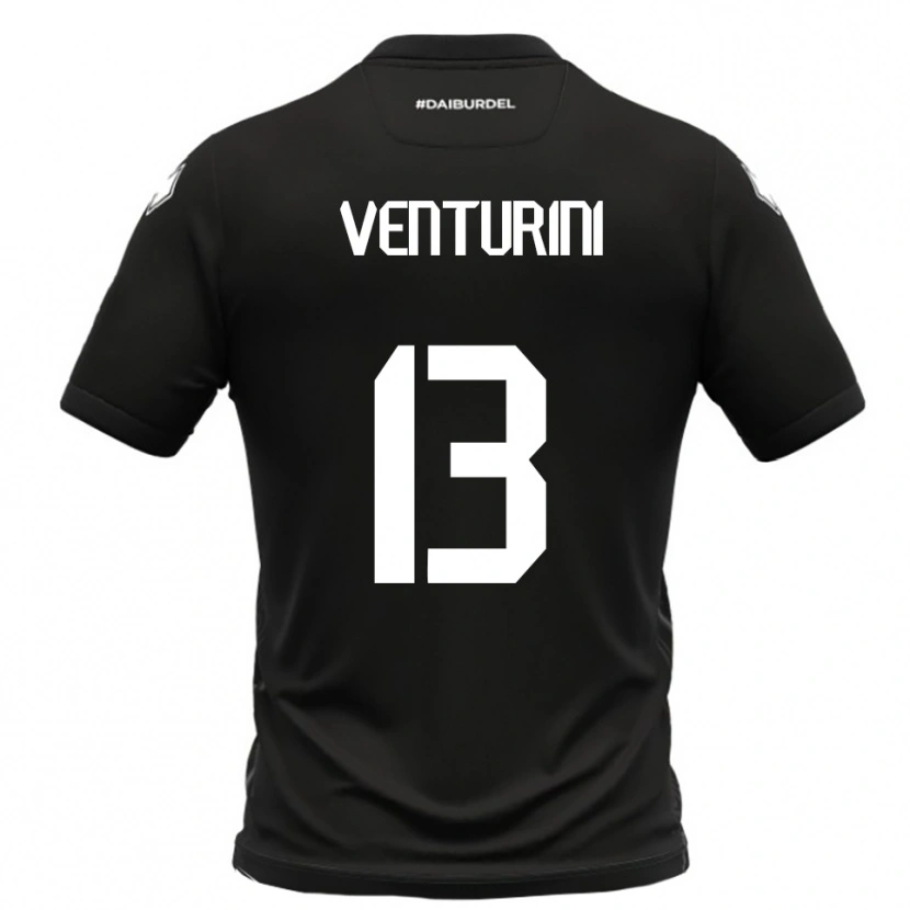 Danxen Niño Camiseta Diego Venturini #13 Negro Blanco 2ª Equipación 2025/26 La Camisa