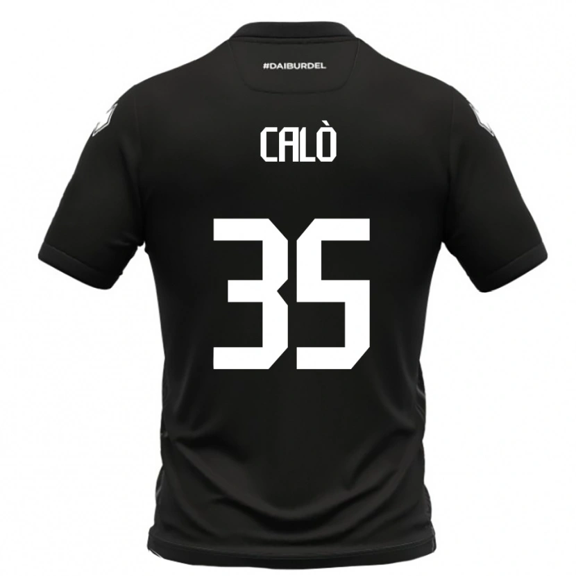 Danxen Niño Camiseta Giacomo Calò #35 Negro Blanco 2ª Equipación 2025/26 La Camisa