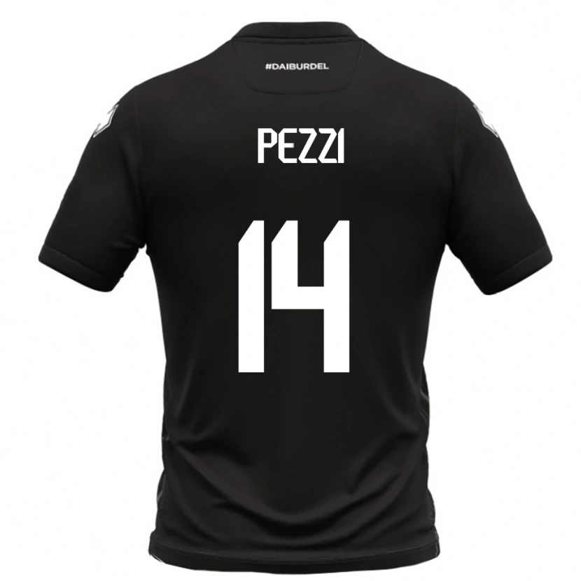 Danxen Niño Camiseta Alessandro Pezzi #14 Negro Blanco 2ª Equipación 2025/26 La Camisa