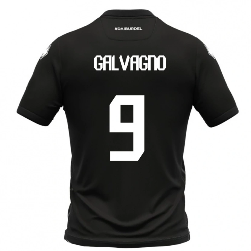 Danxen Niño Camiseta Filippo Galvagno #9 Negro Blanco 2ª Equipación 2025/26 La Camisa