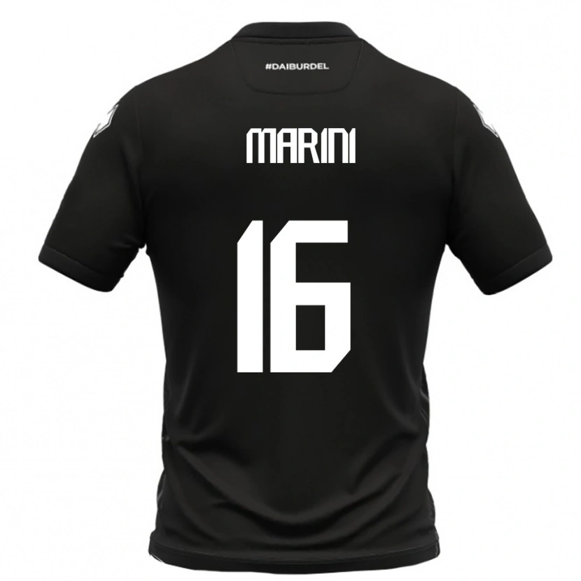 Danxen Niño Camiseta David Marini #16 Negro Blanco 2ª Equipación 2025/26 La Camisa