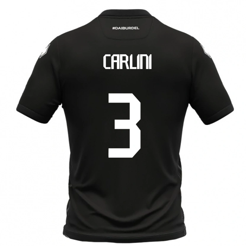 Danxen Niño Camiseta Alessandro Carlini #3 Negro Blanco 2ª Equipación 2025/26 La Camisa