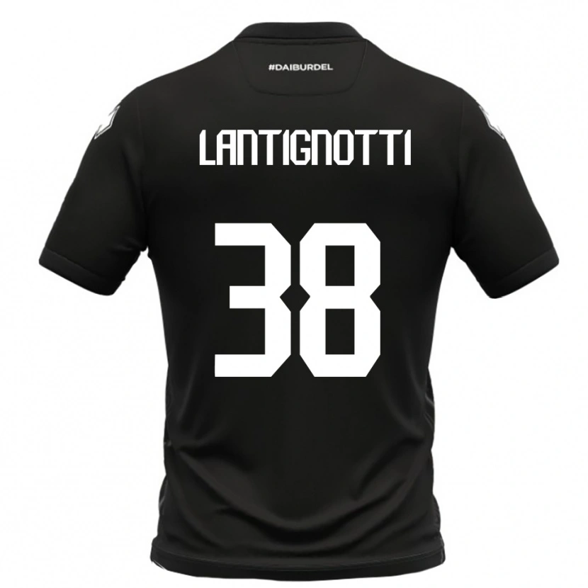 Danxen Niño Camiseta Andrea Lantignotti #38 Negro Blanco 2ª Equipación 2025/26 La Camisa
