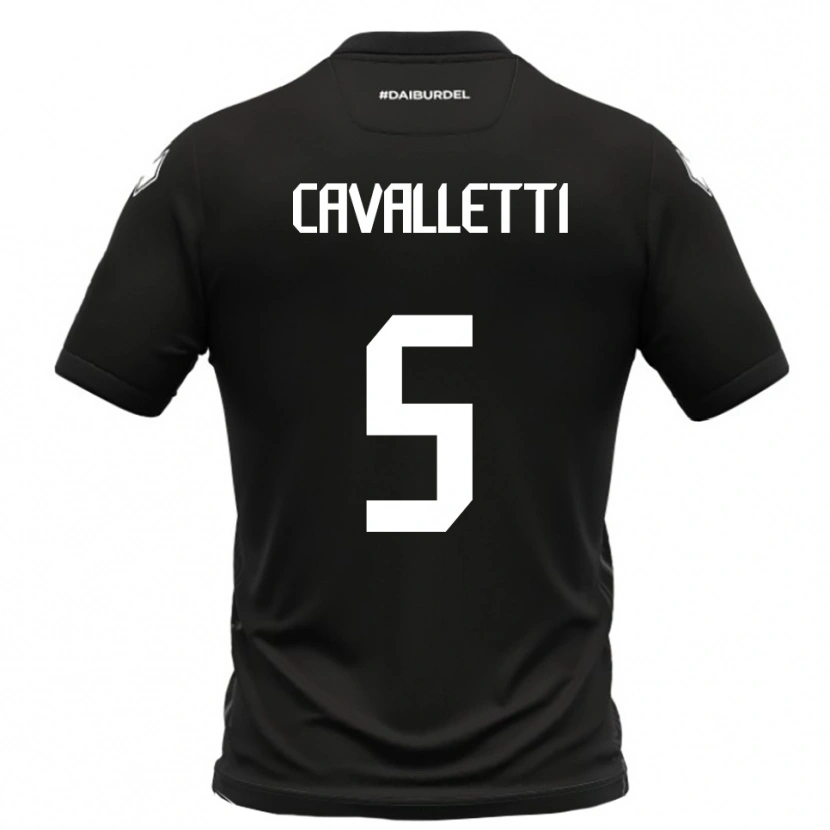 Danxen Niño Camiseta Pietro Cavalletti #5 Negro Blanco 2ª Equipación 2025/26 La Camisa