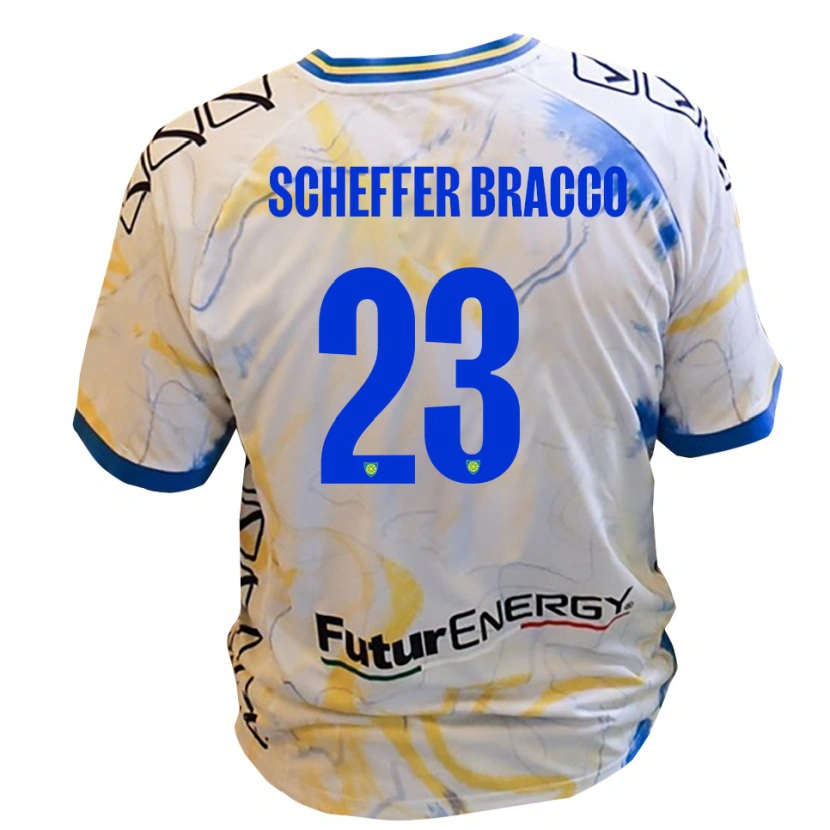 Danxen Niño Camiseta Mateo Scheffer Bracco #23 Blanco Amarillo Azul 2ª Equipación 2025/26 La Camisa