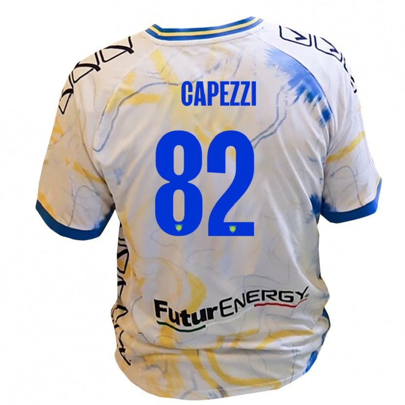 Danxen Niño Camiseta Leonardo Capezzi #82 Blanco Amarillo Azul 2ª Equipación 2025/26 La Camisa