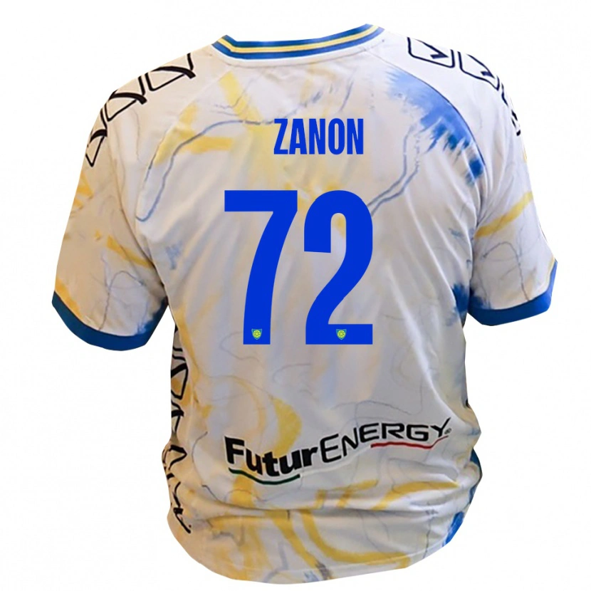 Danxen Niño Camiseta Simone Zanon #72 Blanco Amarillo Azul 2ª Equipación 2025/26 La Camisa