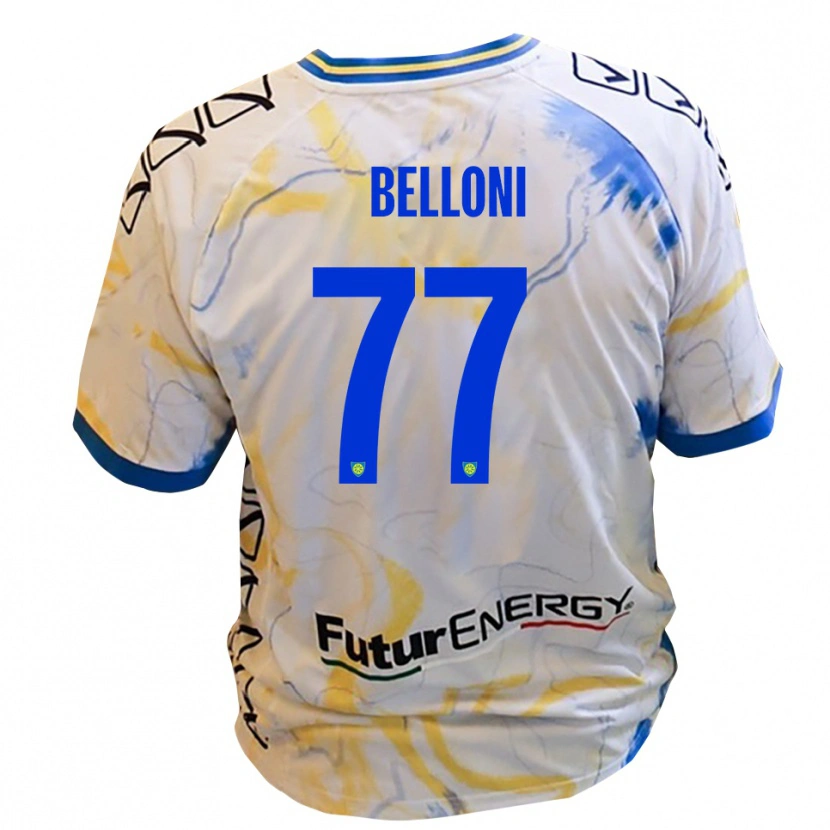 Danxen Niño Camiseta Niccolò Belloni #77 Blanco Amarillo Azul 2ª Equipación 2025/26 La Camisa