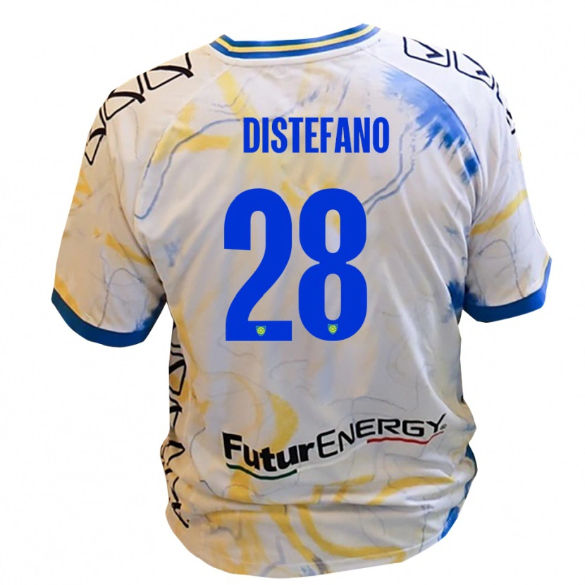 Danxen Niño Camiseta Filippo Distefano #28 Blanco Amarillo Azul 2ª Equipación 2025/26 La Camisa
