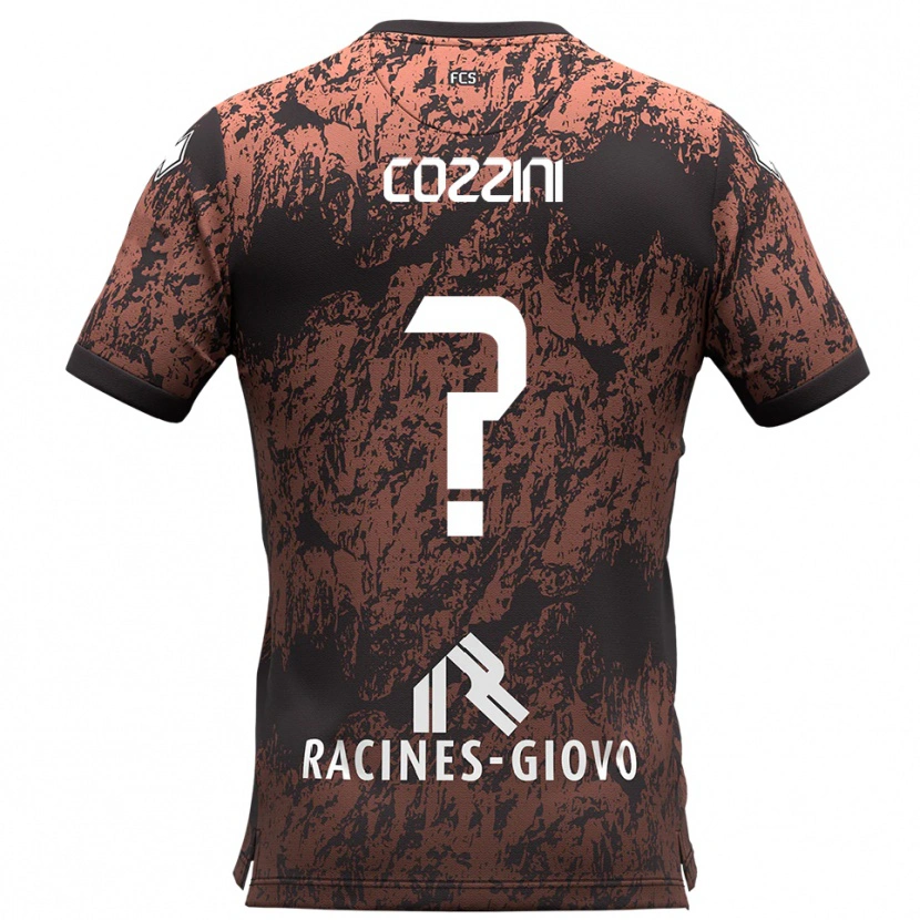 Danxen Niño Camiseta Filippo Cozzini #0 Marrón Negro 2ª Equipación 2025/26 La Camisa
