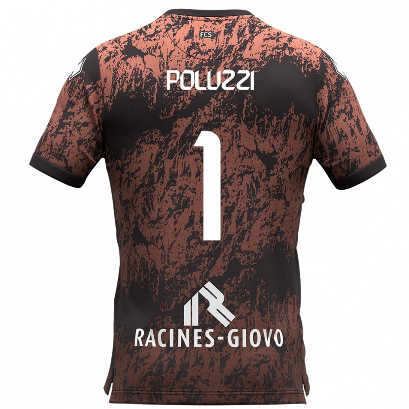Danxen Niño Camiseta Giacomo Poluzzi #1 Marrón Negro 2ª Equipación 2025/26 La Camisa