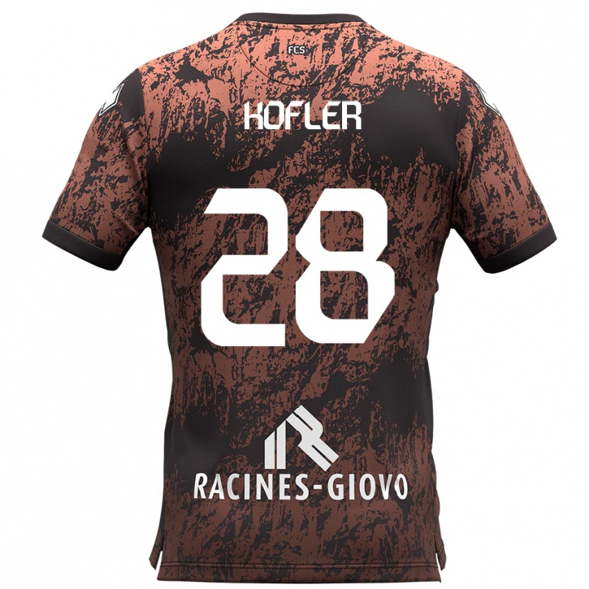 Danxen Niño Camiseta Raphael Kofler #28 Marrón Negro 2ª Equipación 2025/26 La Camisa
