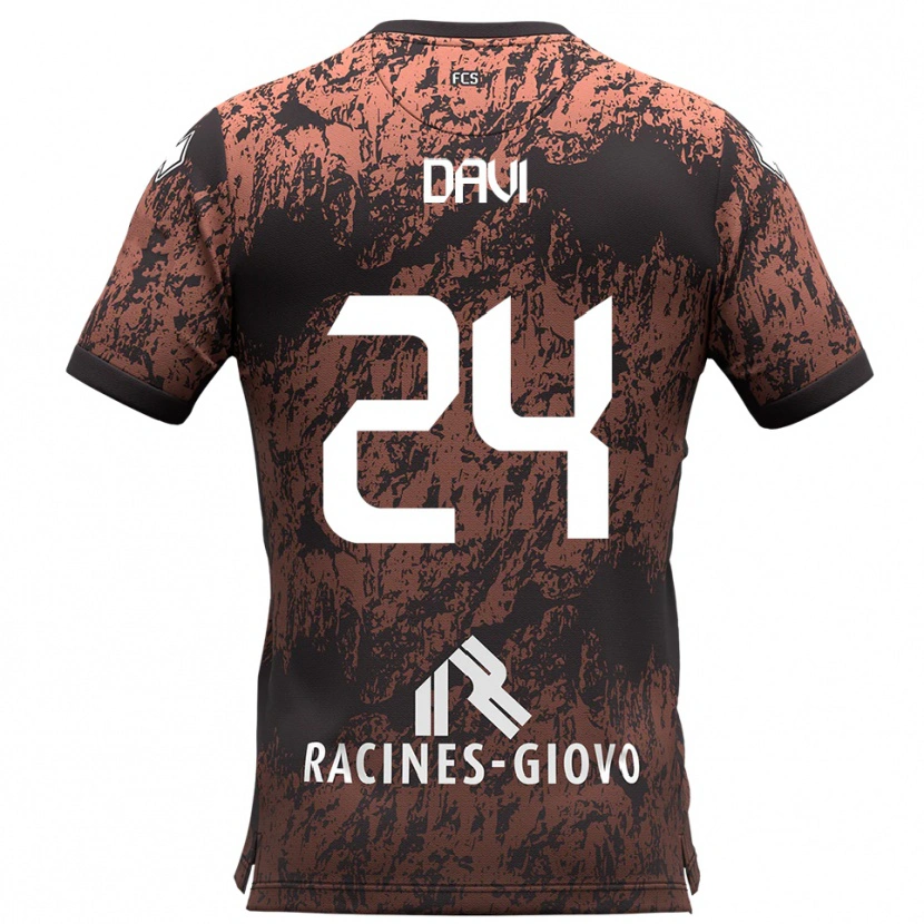 Danxen Niño Camiseta Simone Davi #24 Marrón Negro 2ª Equipación 2025/26 La Camisa