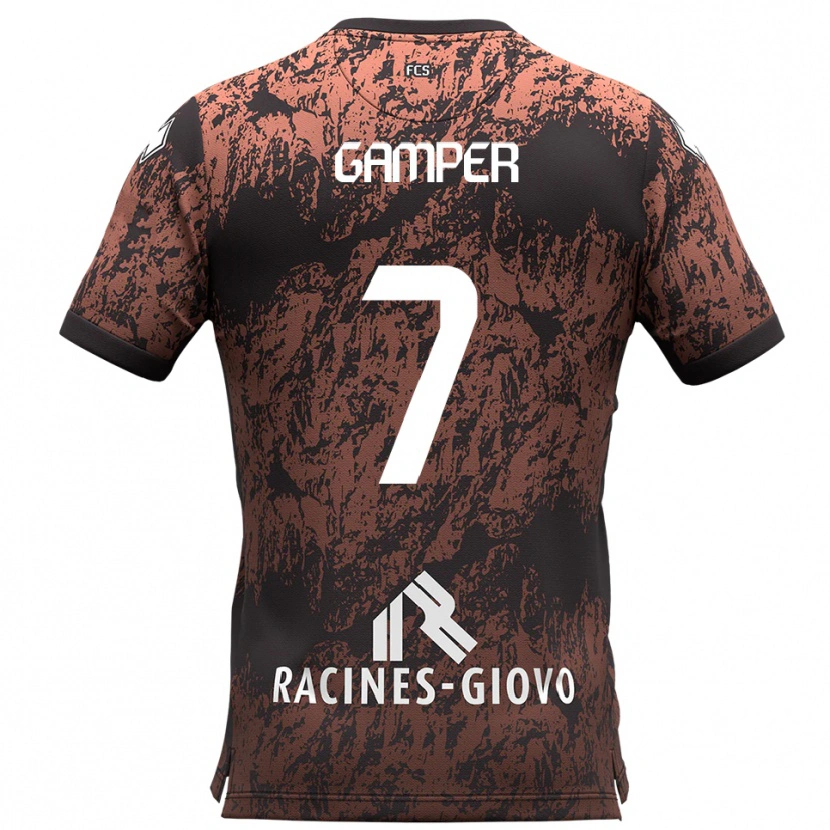 Danxen Niño Camiseta Hannes Gamper #7 Marrón Negro 2ª Equipación 2025/26 La Camisa