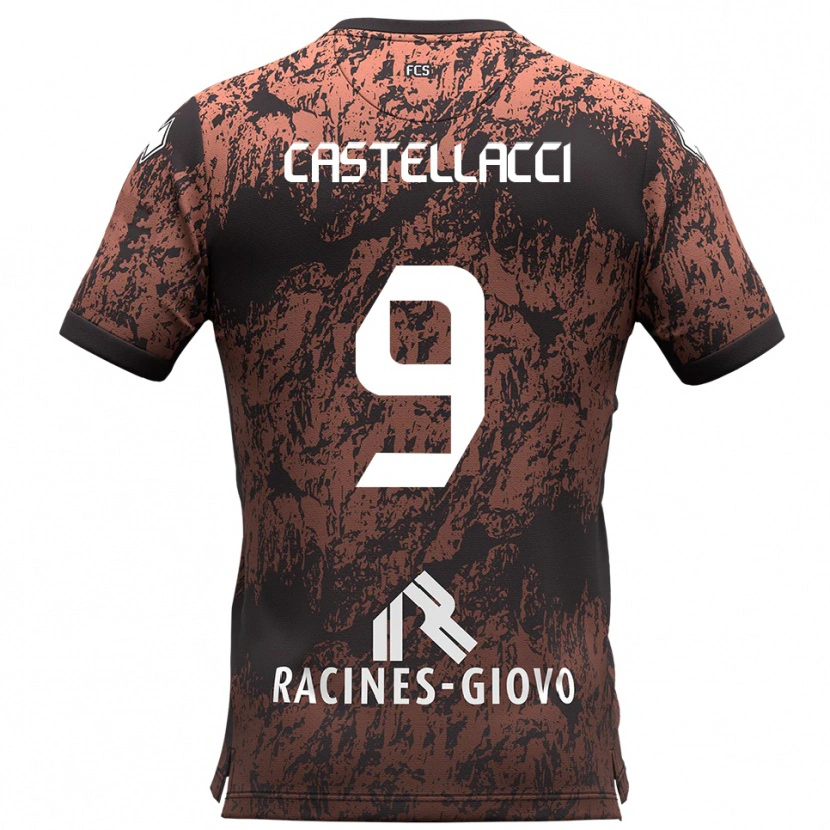 Danxen Niño Camiseta Marco Castellacci #9 Marrón Negro 2ª Equipación 2025/26 La Camisa