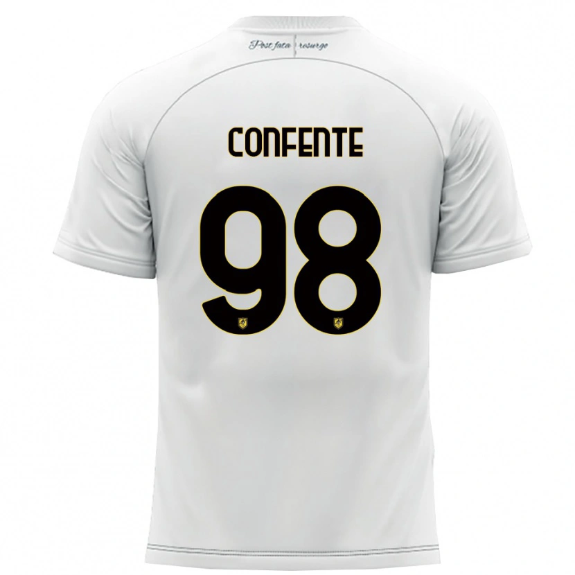 Danxen Niño Camiseta Alessandro Confente #98 Blanco Amarillo 2ª Equipación 2025/26 La Camisa