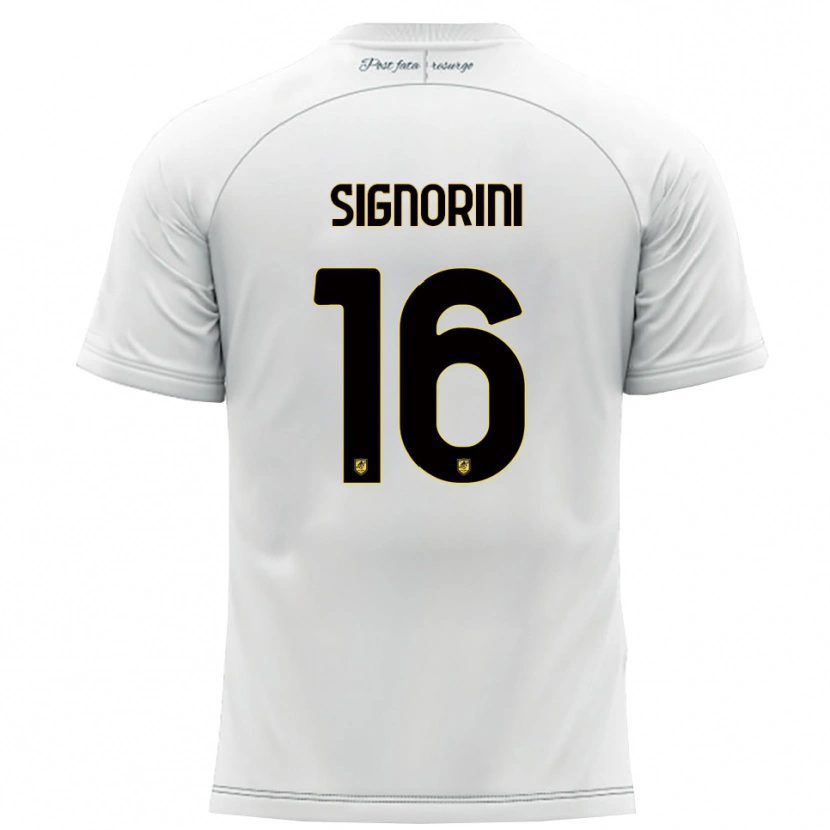 Danxen Niño Camiseta Alessandro Signorini #16 Blanco Amarillo 2ª Equipación 2025/26 La Camisa