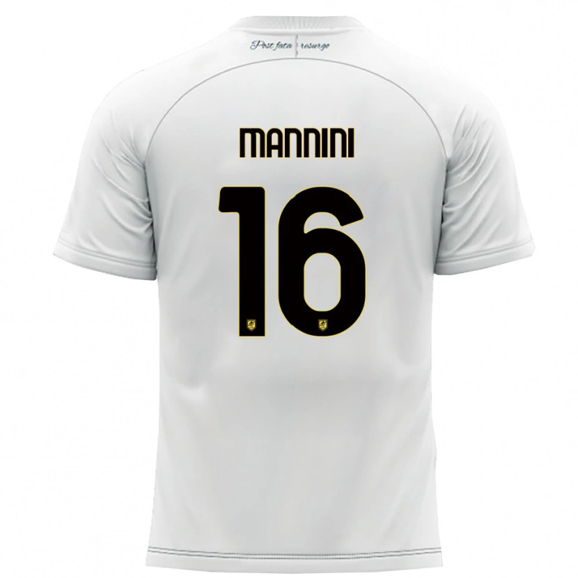 Danxen Niño Camiseta Mattia Mannini #16 Blanco Amarillo 2ª Equipación 2025/26 La Camisa