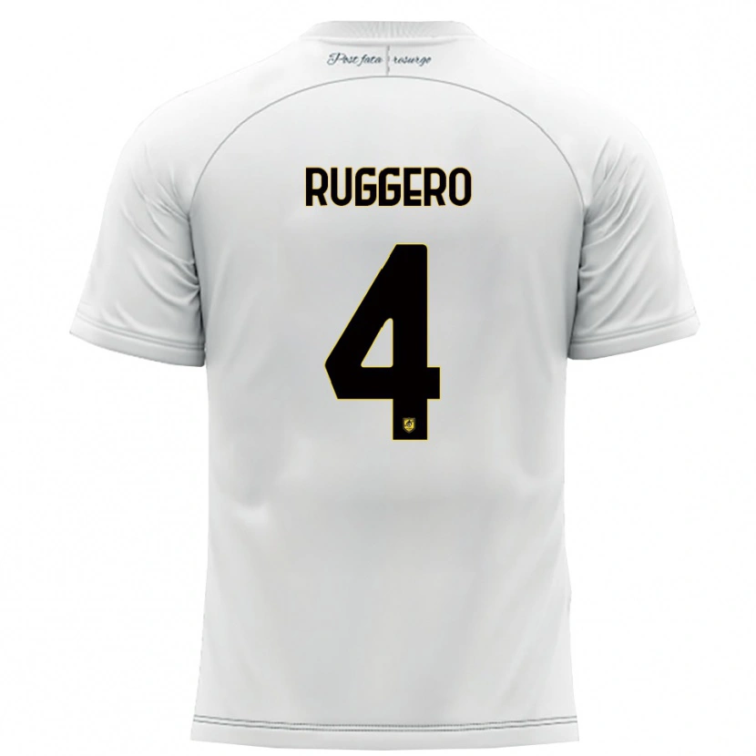 Danxen Niño Camiseta Marco Ruggero #4 Blanco Amarillo 2ª Equipación 2025/26 La Camisa
