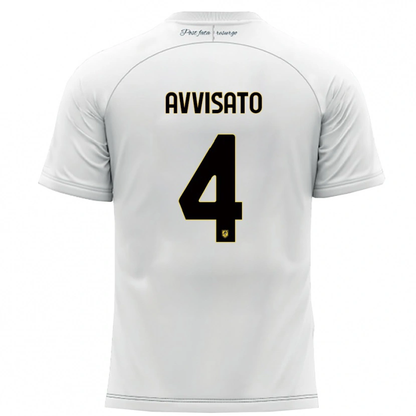 Danxen Niño Camiseta Tommaso Avvisato #4 Blanco Amarillo 2ª Equipación 2025/26 La Camisa
