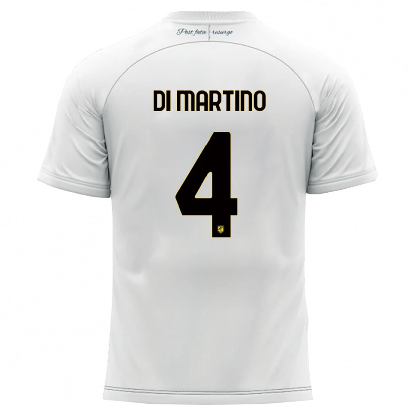 Danxen Niño Camiseta Mattia Di Martino #4 Blanco Amarillo 2ª Equipación 2025/26 La Camisa