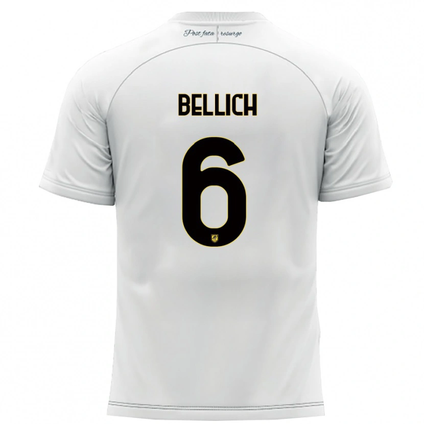 Danxen Niño Camiseta Marco Bellich #6 Blanco Amarillo 2ª Equipación 2025/26 La Camisa