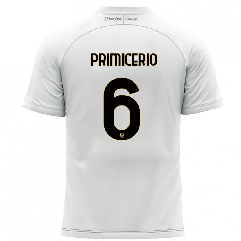 Danxen Niño Camiseta Antonio Primicerio #6 Blanco Amarillo 2ª Equipación 2025/26 La Camisa